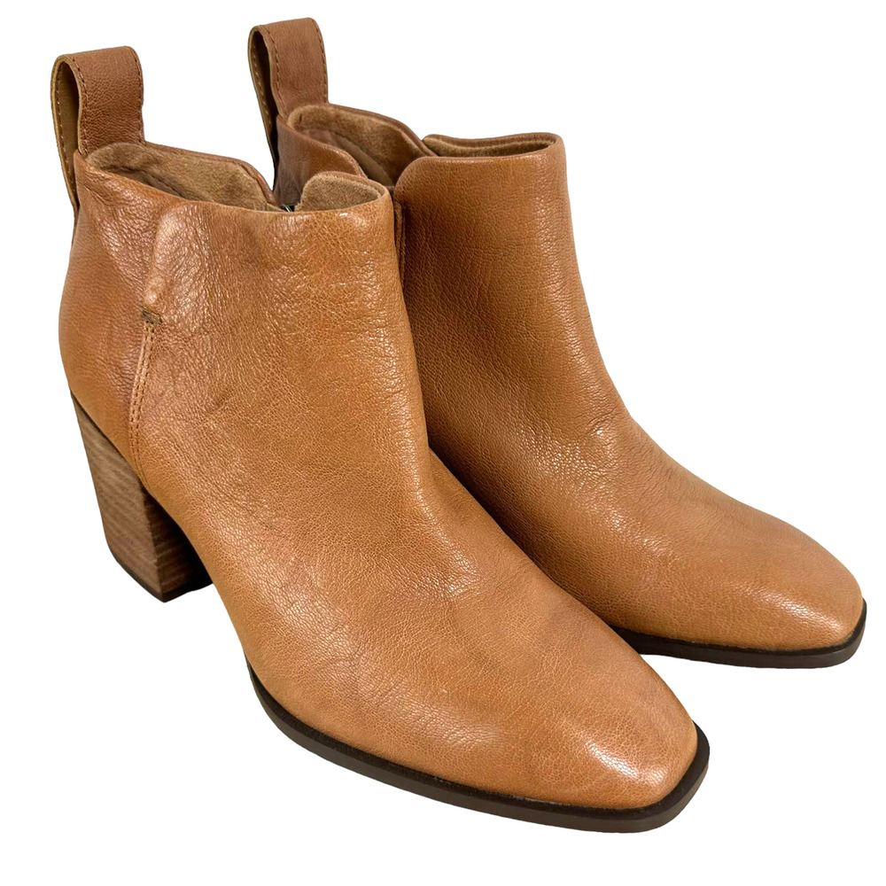 Vionic Lyssa Women's Leather Square Toe Ankle Bootie Toffee Size 6 New in Box